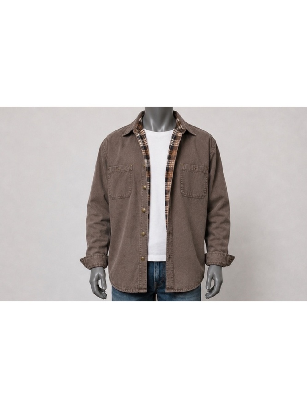 Polar King by Key Men 3XL Brown Canvas Flannel Lined Work Shirt Jacket Shacket
